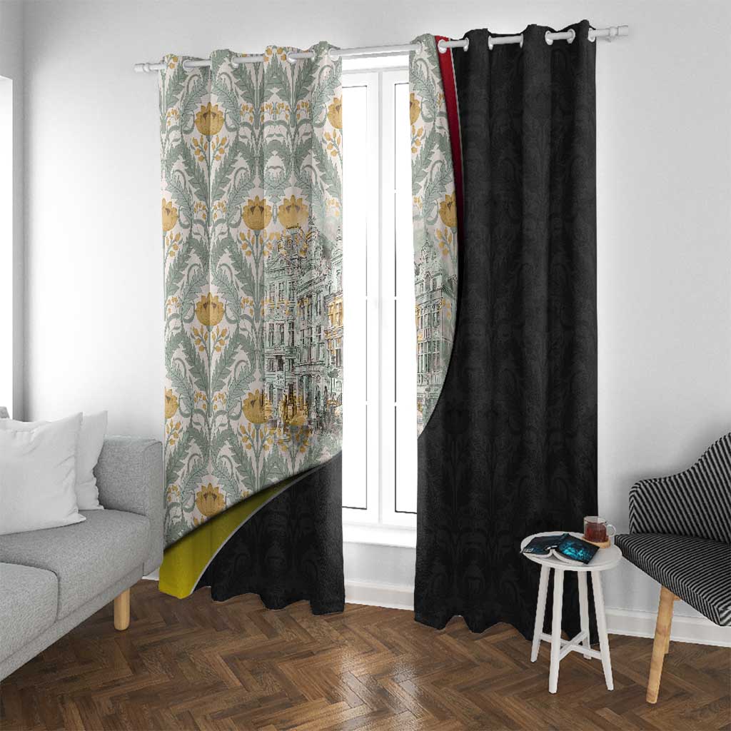 Belgium Window Curtain with Grand Place Brussels Art Nouveau Floral Spirit