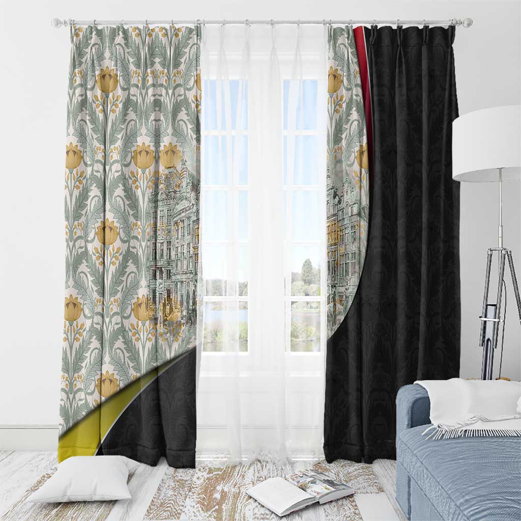 Belgium Window Curtain with Grand Place Brussels Art Nouveau Floral Spirit