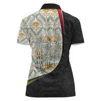 Belgium Women Polo Shirt with Grand Place Brussels Art Nouveau Floral Spirit