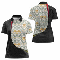 Belgium Women Polo Shirt with Grand Place Brussels Art Nouveau Floral Spirit