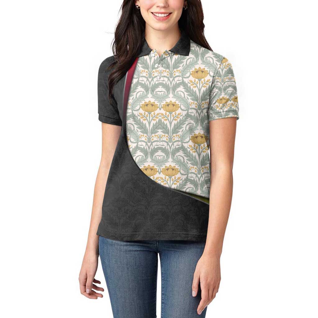 Belgium Women Polo Shirt with Grand Place Brussels Art Nouveau Floral Spirit