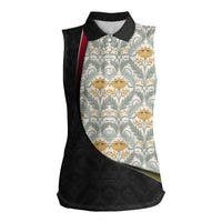 Belgium Women Sleeveless Polo Shirt with Grand Place Brussels Art Nouveau Floral Spirit