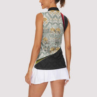 Belgium Women Sleeveless Polo Shirt with Grand Place Brussels Art Nouveau Floral Spirit