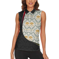 Belgium Women Sleeveless Polo Shirt with Grand Place Brussels Art Nouveau Floral Spirit