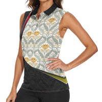 Belgium Women Sleeveless Polo Shirt with Grand Place Brussels Art Nouveau Floral Spirit