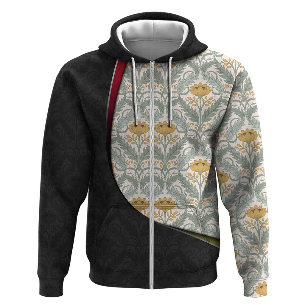 Belgium Zip Hoodie with Grand Place Brussels Art Nouveau Floral Spirit