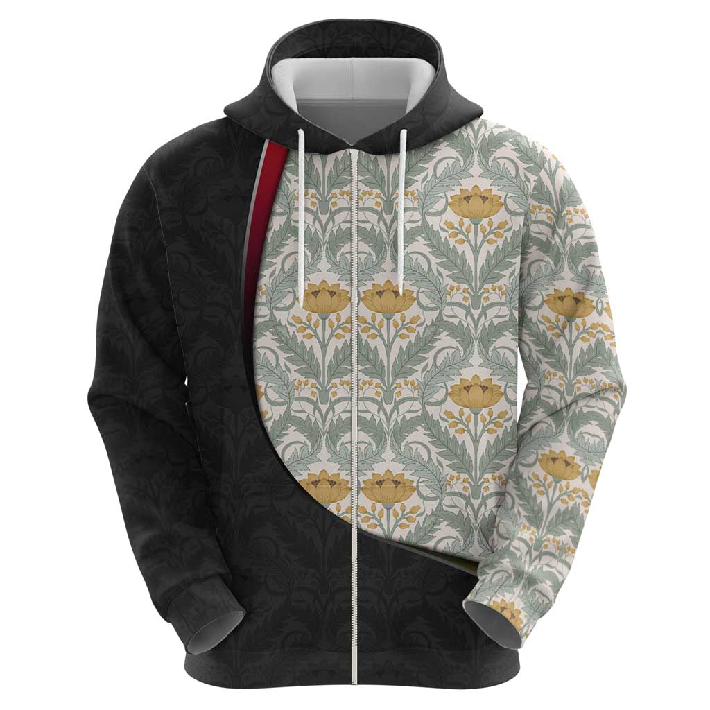 Belgium Zip Hoodie with Grand Place Brussels Art Nouveau Floral Spirit