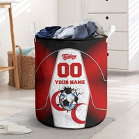 Personalized Turkey Football Grey Wolf Laundry Basket Turkish Mascot Soccer Ball Burst
