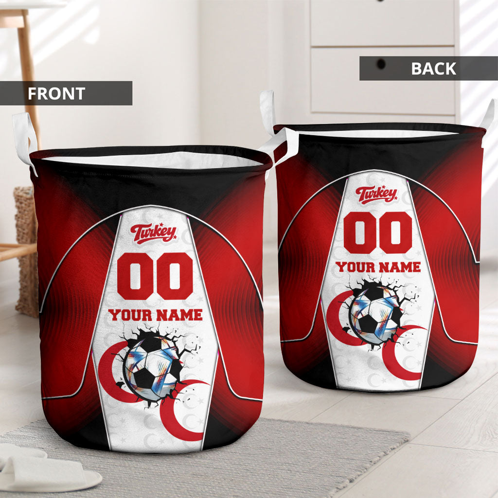Personalized Turkey Football Grey Wolf Laundry Basket Turkish Mascot Soccer Ball Burst