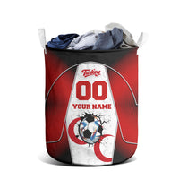 Personalized Turkey Football Grey Wolf Laundry Basket Turkish Mascot Soccer Ball Burst