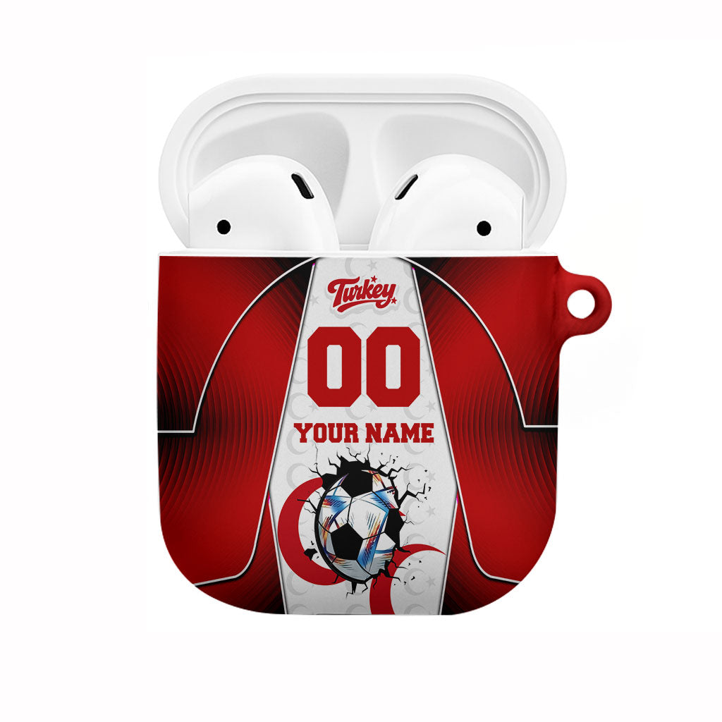 Personalized Turkey Football Grey Wolf AirPods Case Turkish Mascot Soccer Ball Burst