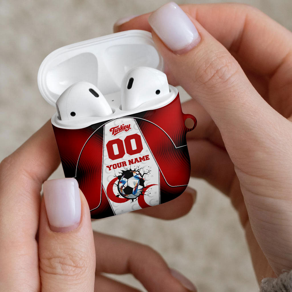 Personalized Turkey Football Grey Wolf AirPods Case Turkish Mascot Soccer Ball Burst