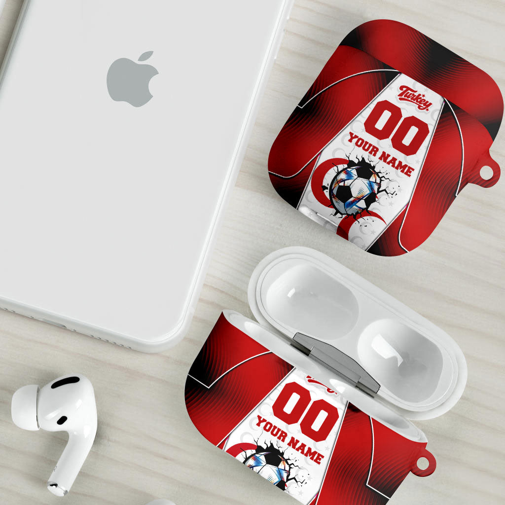 Personalized Turkey Football Grey Wolf AirPods Case Turkish Mascot Soccer Ball Burst