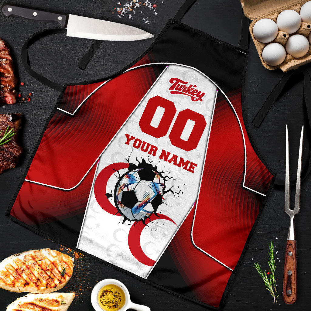 Personalized Turkey Football Grey Wolf Apron Turkish Mascot Soccer Ball Burst
