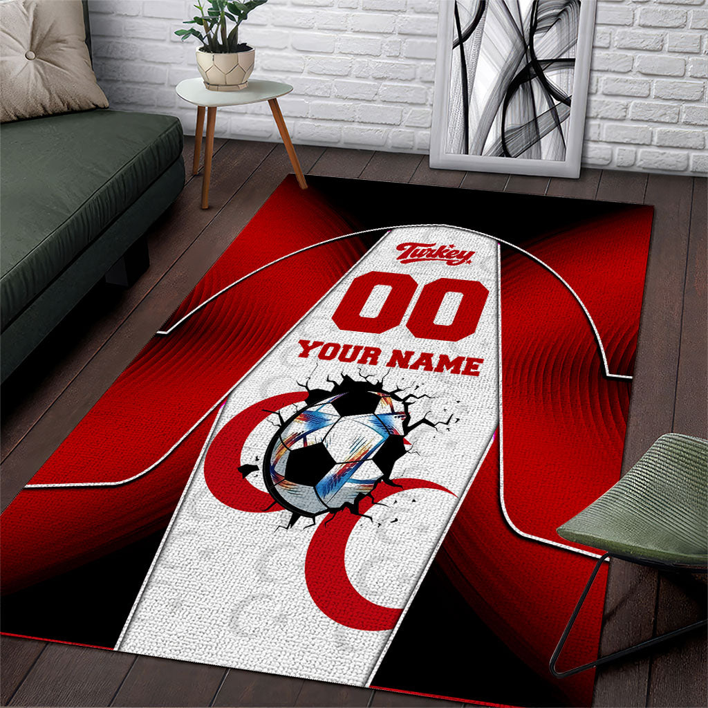 Personalized Turkey Football Grey Wolf Area Rug Turkish Mascot Soccer Ball Burst