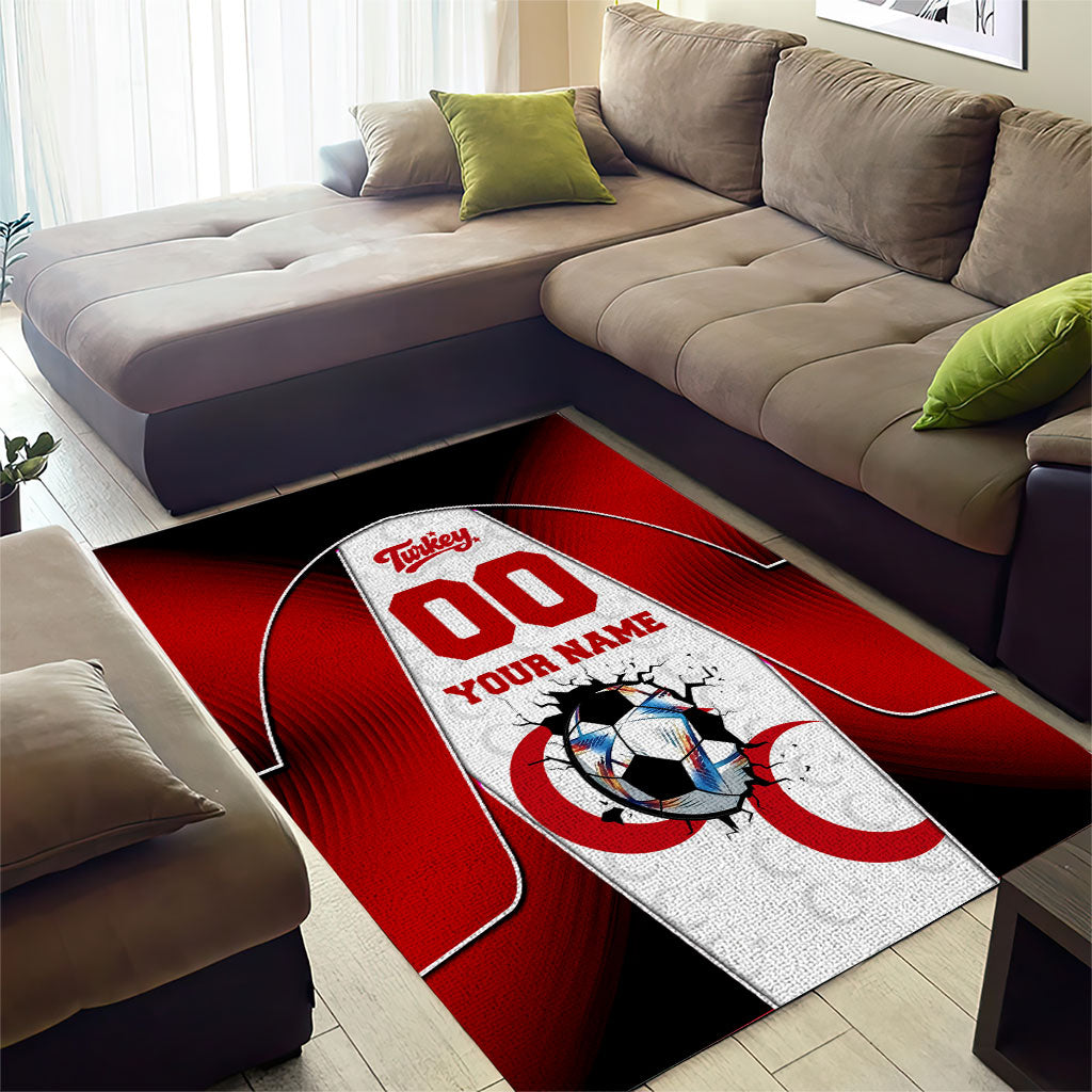 Personalized Turkey Football Grey Wolf Area Rug Turkish Mascot Soccer Ball Burst