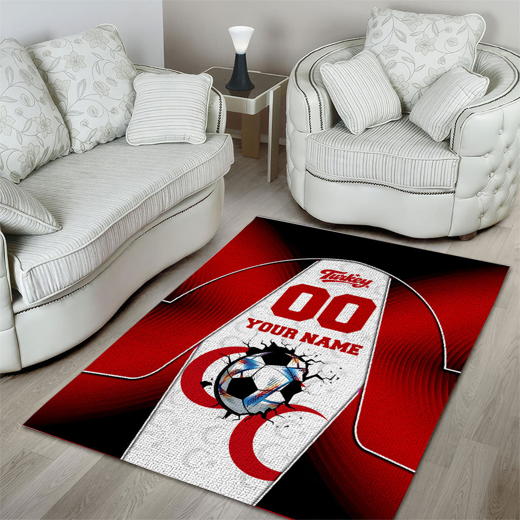 Personalized Turkey Football Grey Wolf Area Rug Turkish Mascot Soccer Ball Burst