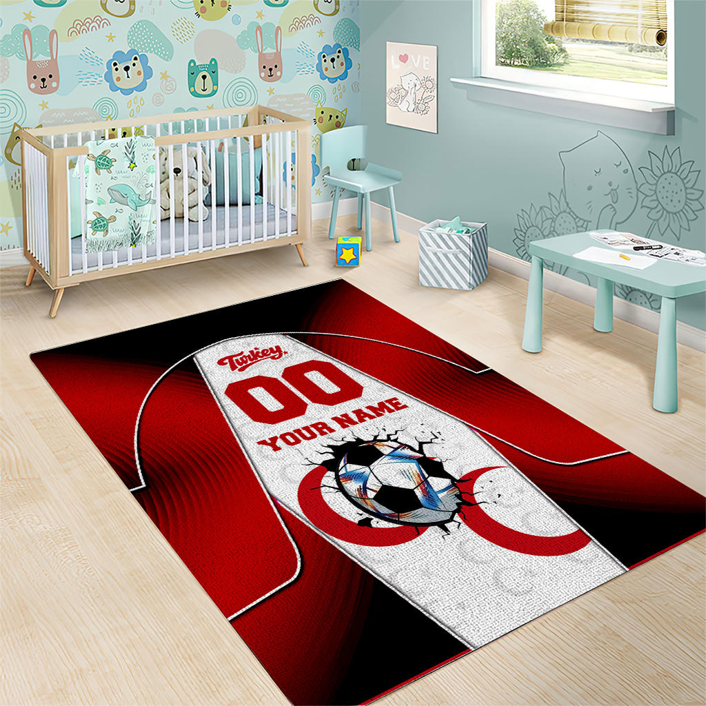 Personalized Turkey Football Grey Wolf Area Rug Turkish Mascot Soccer Ball Burst