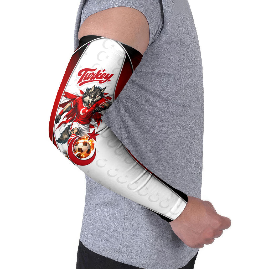 Personalized Turkey Football Grey Wolf Arm Sleeves Turkish Mascot Soccer Ball Burst