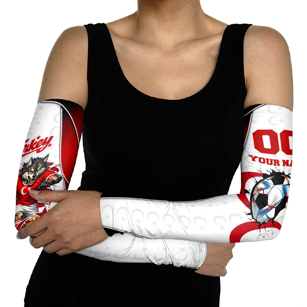 Personalized Turkey Football Grey Wolf Arm Sleeves Turkish Mascot Soccer Ball Burst