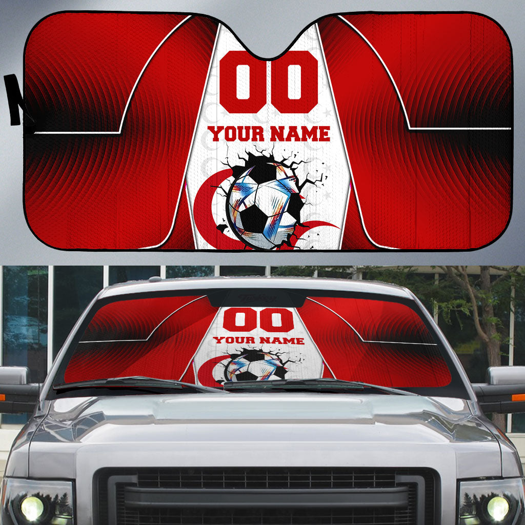 Personalized Turkey Football Grey Wolf Auto Sun Shade Turkish Mascot Soccer Ball Burst