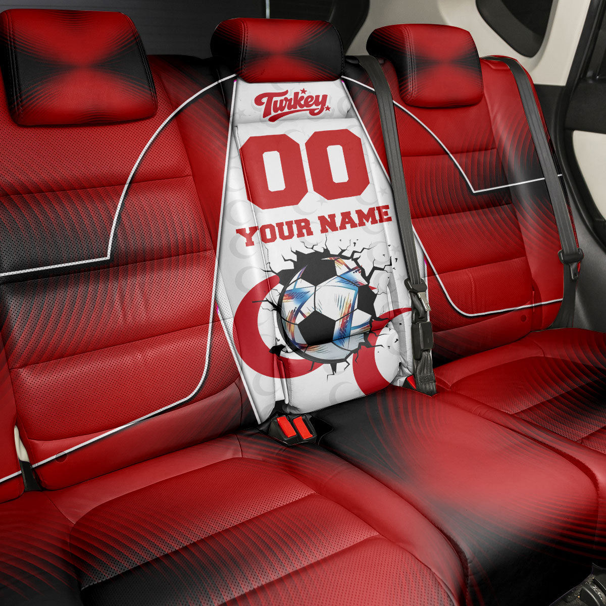 Personalized Turkey Football Grey Wolf Back Car Seat Cover Turkish Mascot Soccer Ball Burst