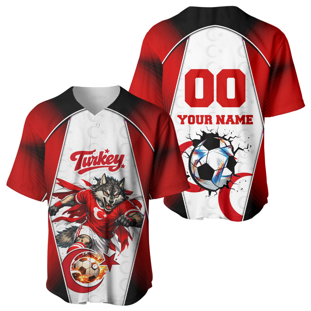 Personalized Turkey Football Grey Wolf Baseball Jersey Turkish Mascot Soccer Ball Burst
