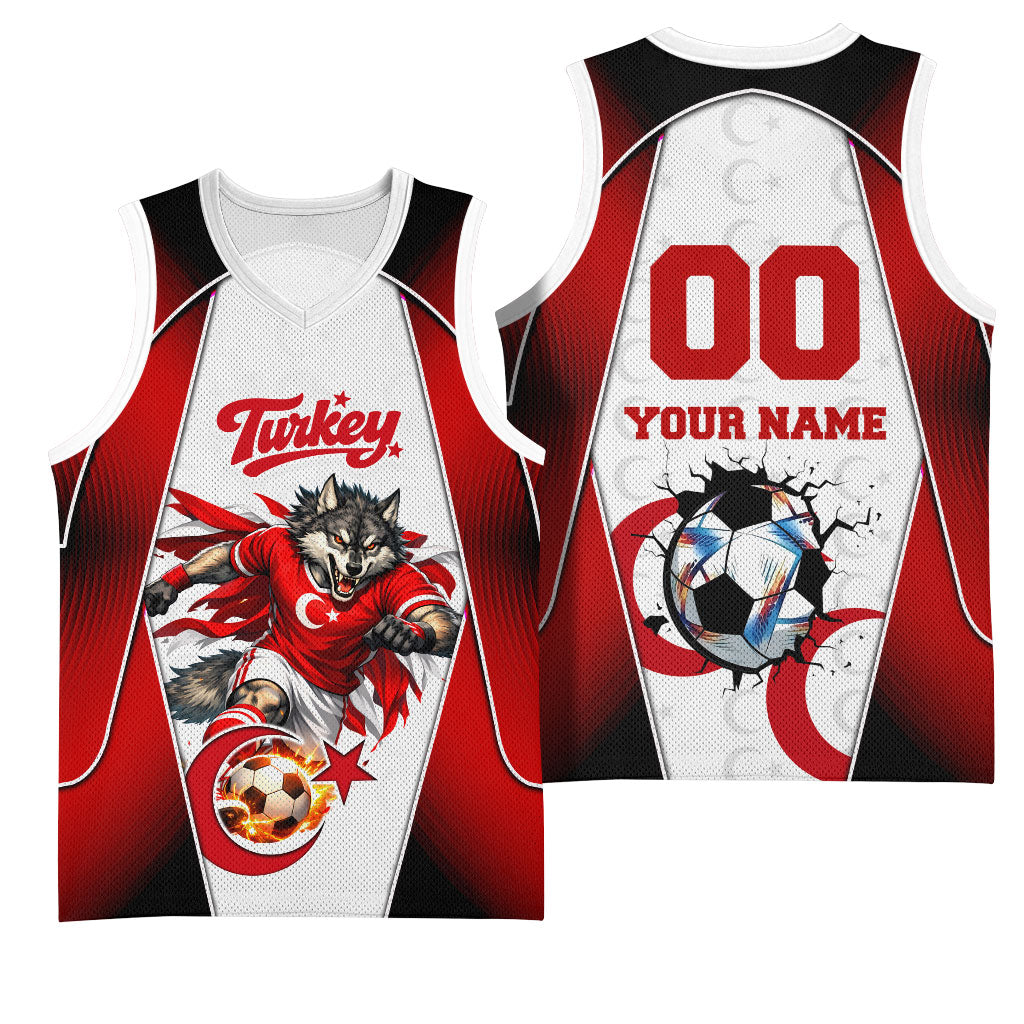 Personalized Turkey Football Grey Wolf Basketball Jersey Turkish Mascot Soccer Ball Burst