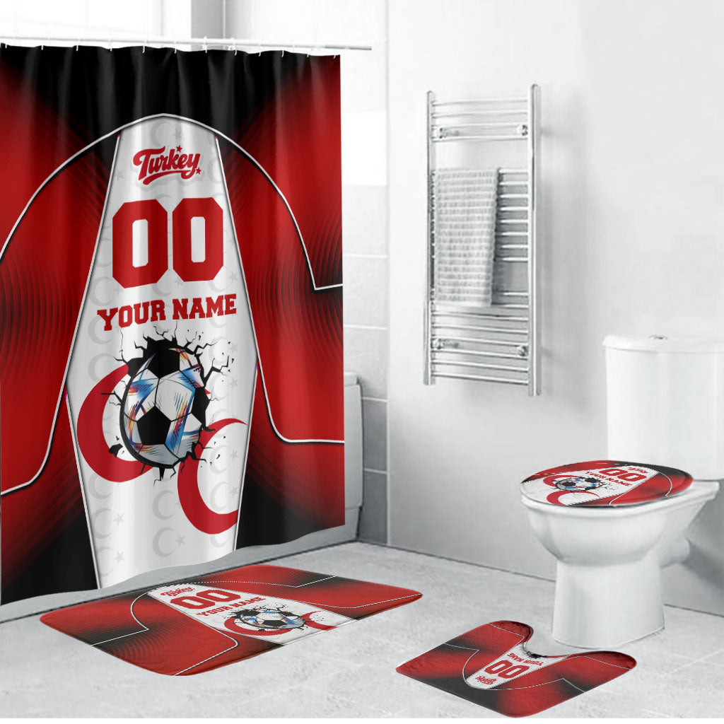 Personalized Turkey Football Grey Wolf Bathroom Set Turkish Mascot Soccer Ball Burst