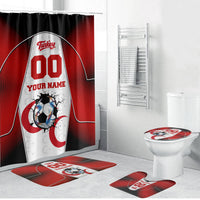 Personalized Turkey Football Grey Wolf Bathroom Set Turkish Mascot Soccer Ball Burst