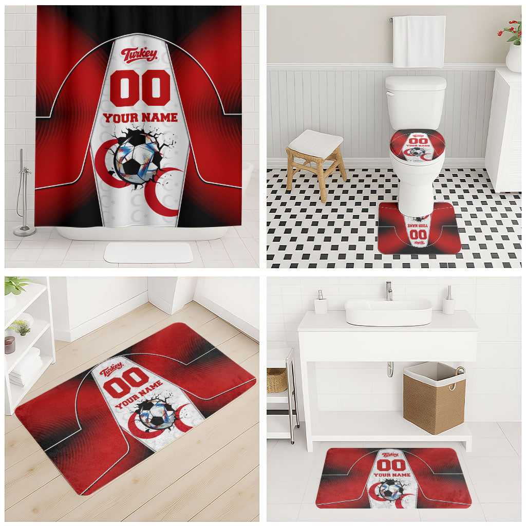 Personalized Turkey Football Grey Wolf Bathroom Set Turkish Mascot Soccer Ball Burst
