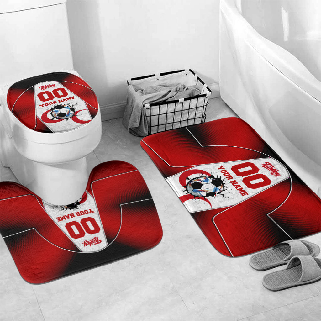 Personalized Turkey Football Grey Wolf Bathroom Set Turkish Mascot Soccer Ball Burst