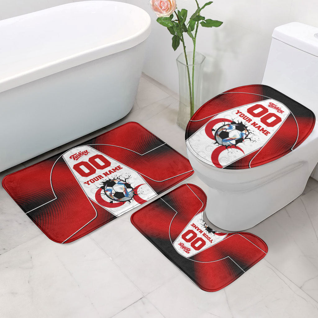 Personalized Turkey Football Grey Wolf Bathroom Set Turkish Mascot Soccer Ball Burst