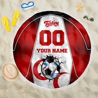 Personalized Turkey Football Grey Wolf Beach Blanket Turkish Mascot Soccer Ball Burst