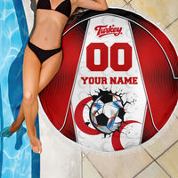 Personalized Turkey Football Grey Wolf Beach Blanket Turkish Mascot Soccer Ball Burst