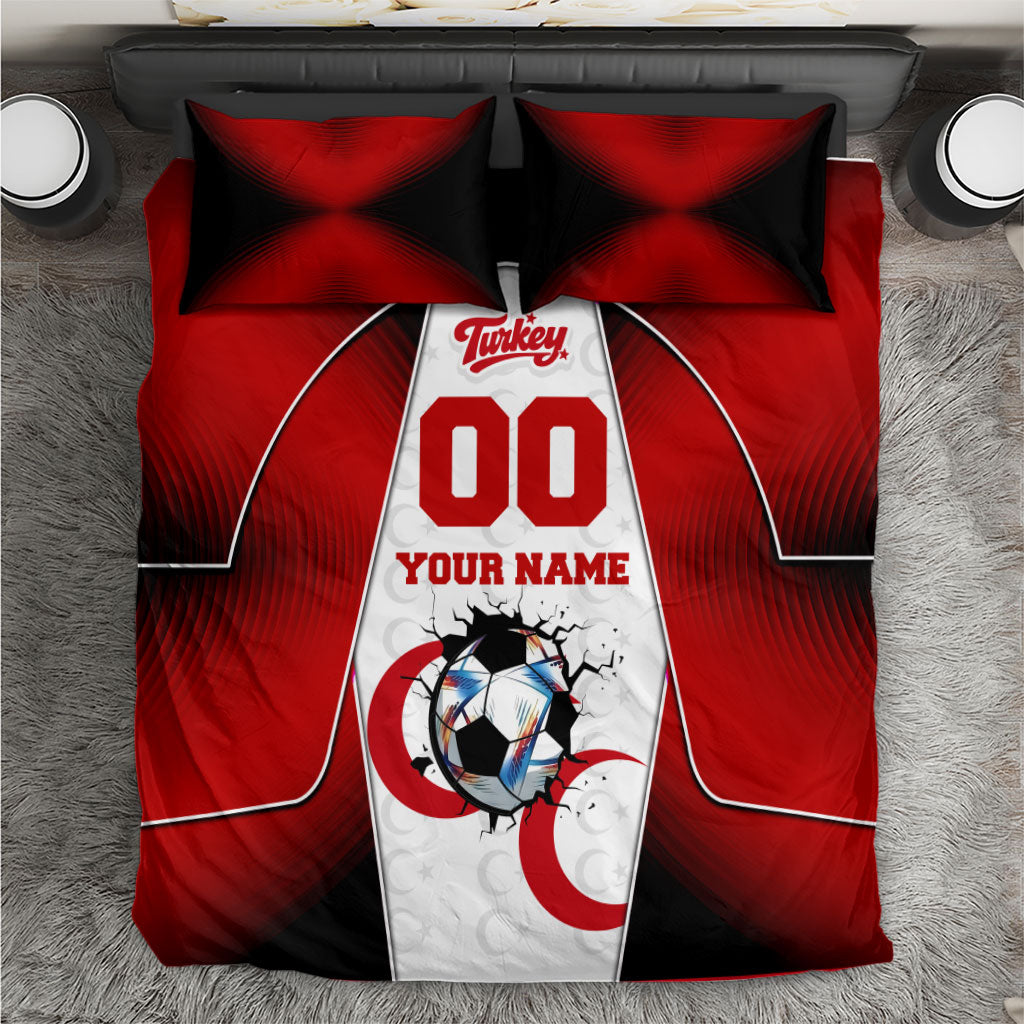 Personalized Turkey Football Grey Wolf Bedding Set Turkish Mascot Soccer Ball Burst