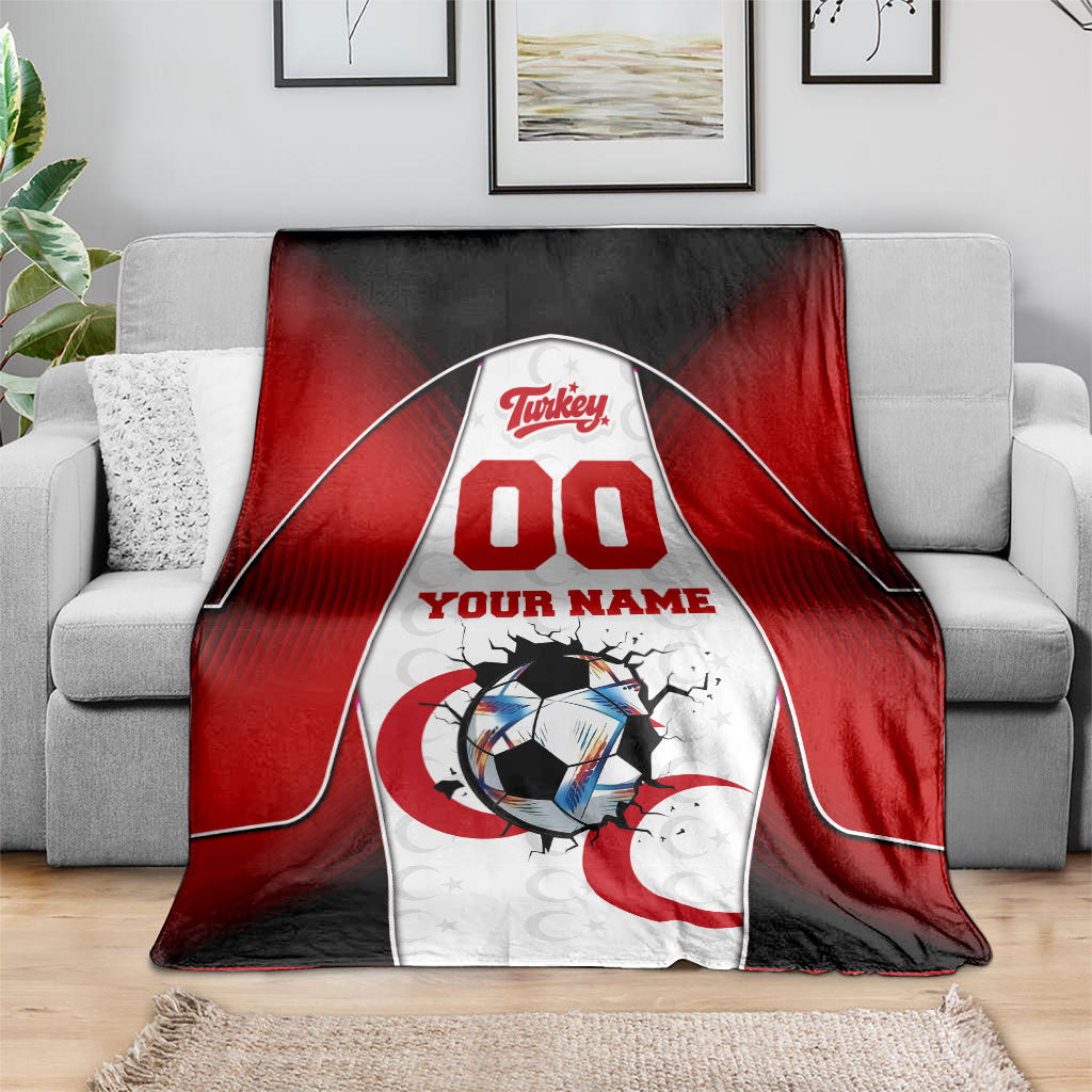 Personalized Turkey Football Grey Wolf Blanket Turkish Mascot Soccer Ball Burst