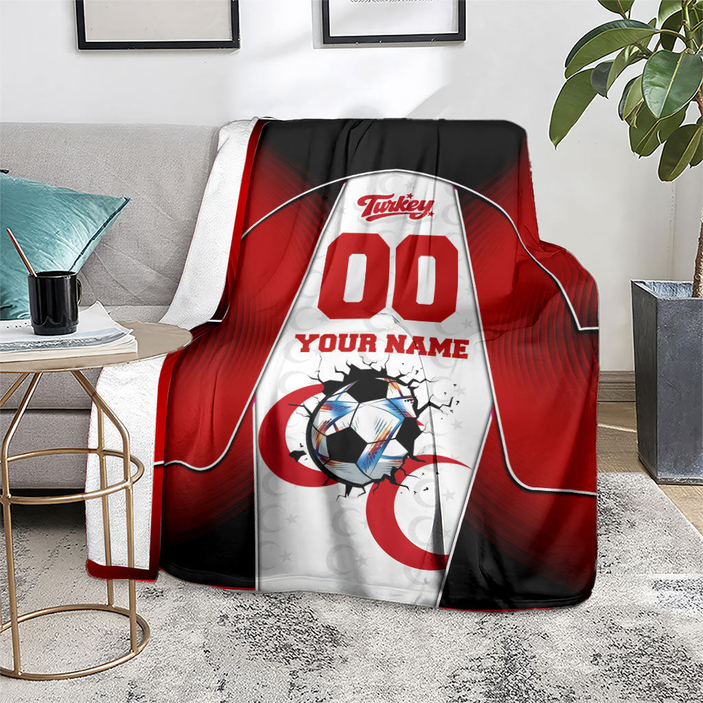 Personalized Turkey Football Grey Wolf Blanket Turkish Mascot Soccer Ball Burst