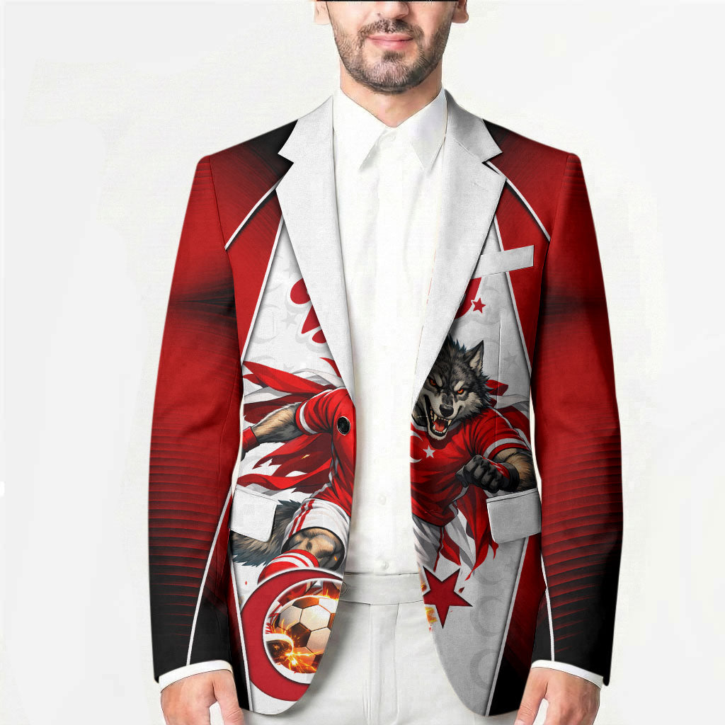 Personalized Turkey Football Grey Wolf Blazer Turkish Mascot Soccer Ball Burst