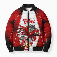 Personalized Turkey Football Grey Wolf Bomber Puffer Jacket Turkish Mascot Soccer Ball Burst