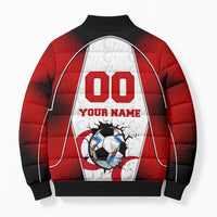 Personalized Turkey Football Grey Wolf Bomber Puffer Jacket Turkish Mascot Soccer Ball Burst