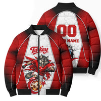 Personalized Turkey Football Grey Wolf Bomber Puffer Jacket Turkish Mascot Soccer Ball Burst