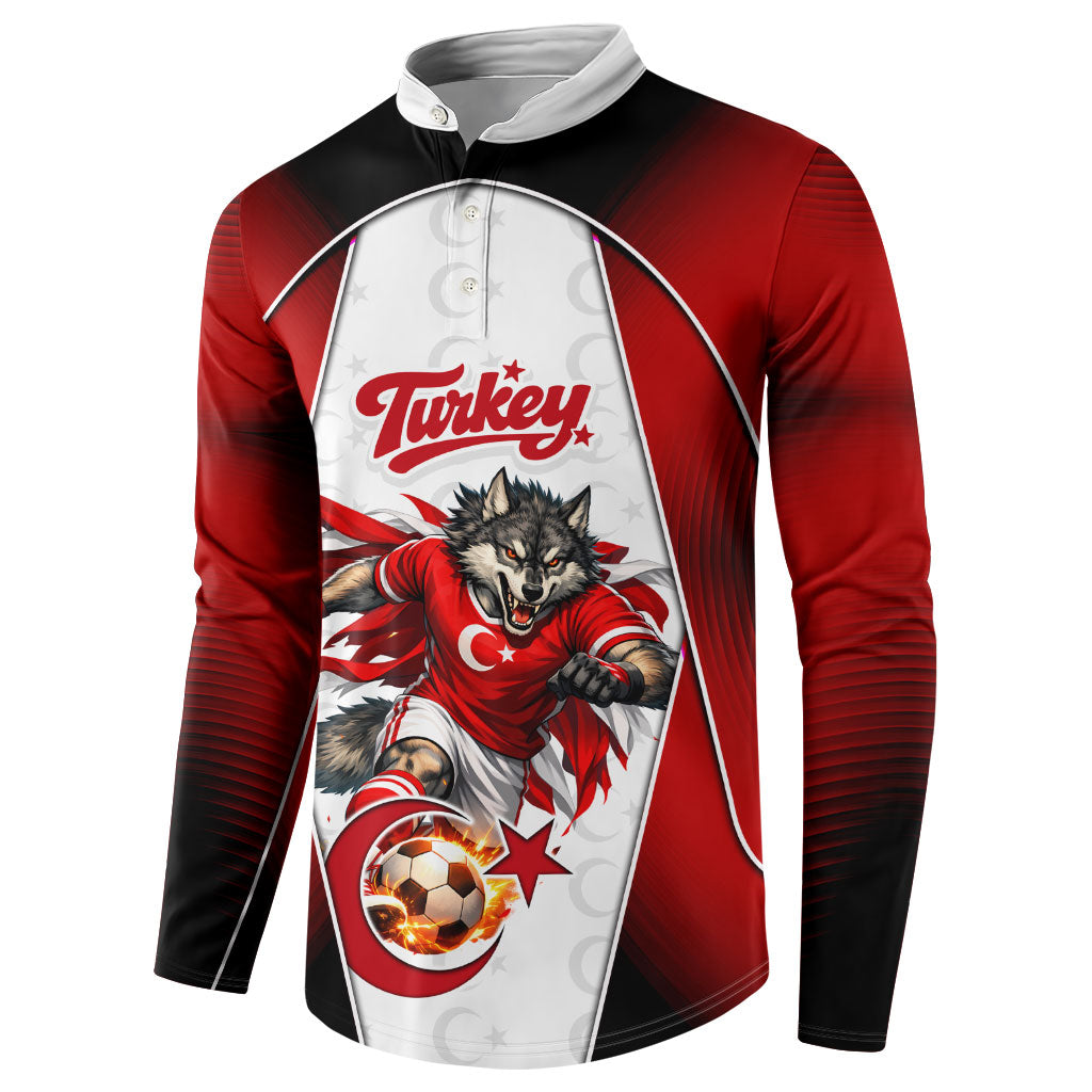 Personalized Turkey Football Grey Wolf Button Sweatshirt Turkish Mascot Soccer Ball Burst