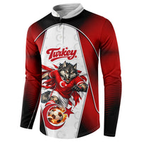 Personalized Turkey Football Grey Wolf Button Sweatshirt Turkish Mascot Soccer Ball Burst