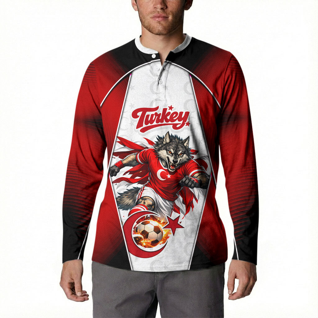 Personalized Turkey Football Grey Wolf Button Sweatshirt Turkish Mascot Soccer Ball Burst
