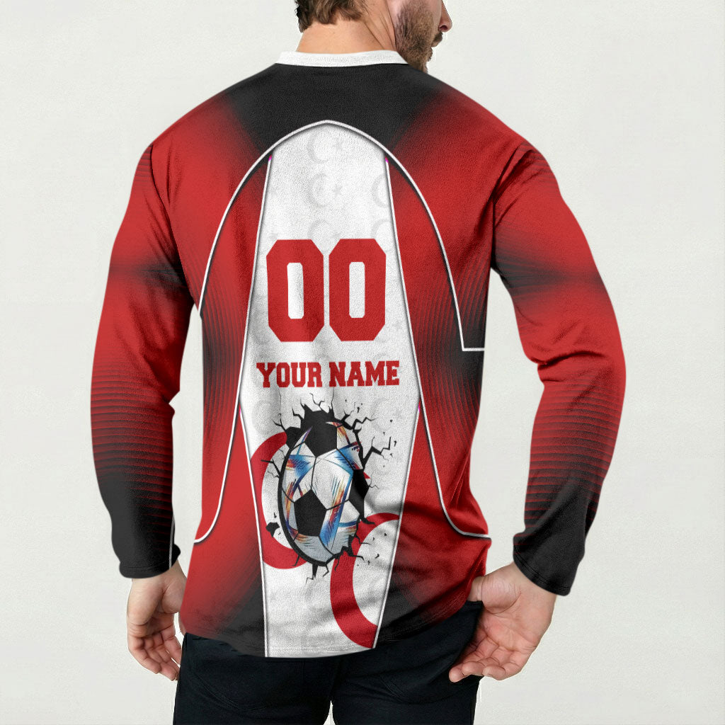 Personalized Turkey Football Grey Wolf Button Sweatshirt Turkish Mascot Soccer Ball Burst