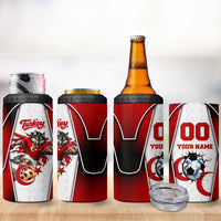Personalized Turkey Football Grey Wolf 4 in 1 Can Cooler Tumbler Turkish Mascot Soccer Ball Burst