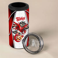 Personalized Turkey Football Grey Wolf 4 in 1 Can Cooler Tumbler Turkish Mascot Soccer Ball Burst
