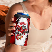 Personalized Turkey Football Grey Wolf 4 in 1 Can Cooler Tumbler Turkish Mascot Soccer Ball Burst