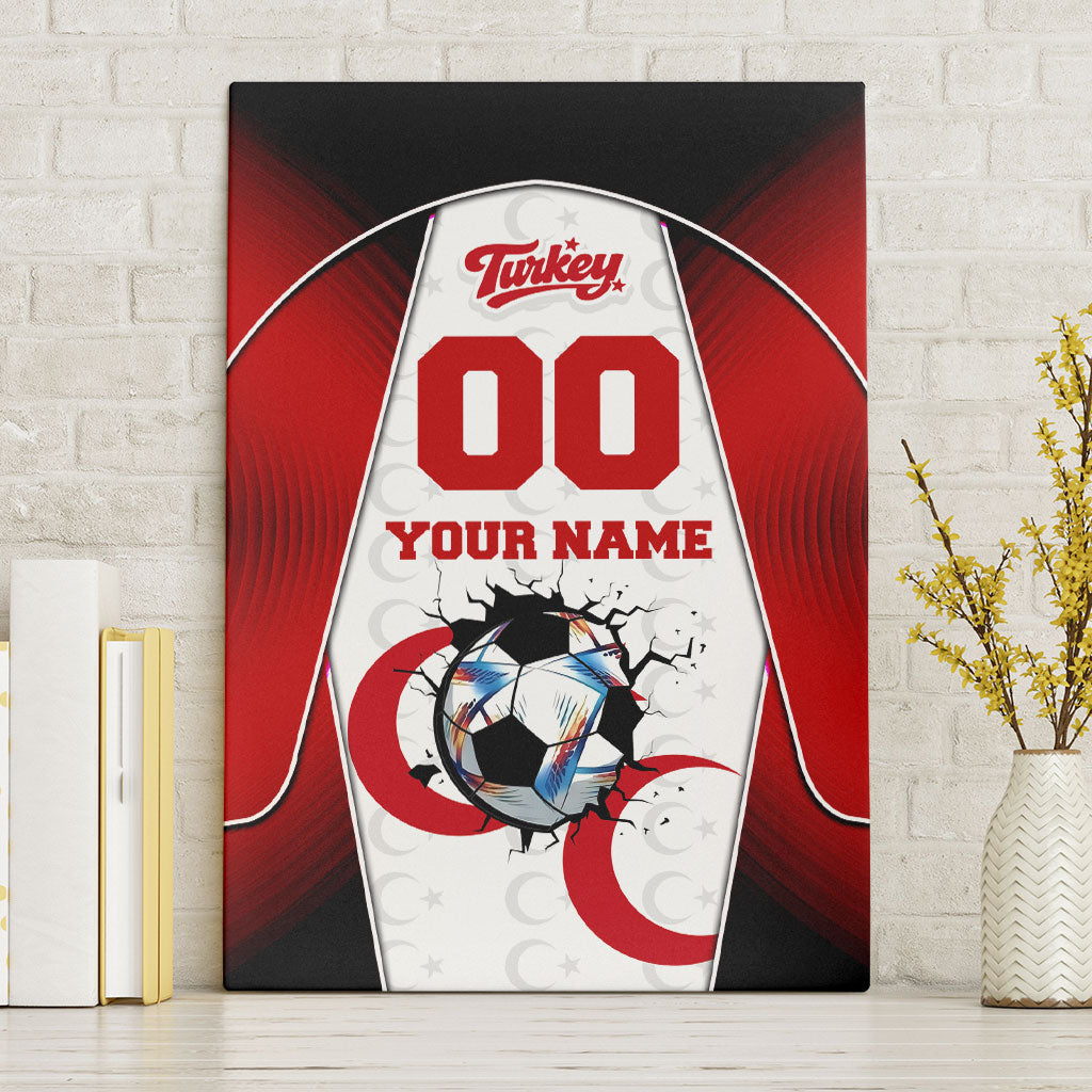 Personalized Turkey Football Grey Wolf Canvas Wall Art Turkish Mascot Soccer Ball Burst